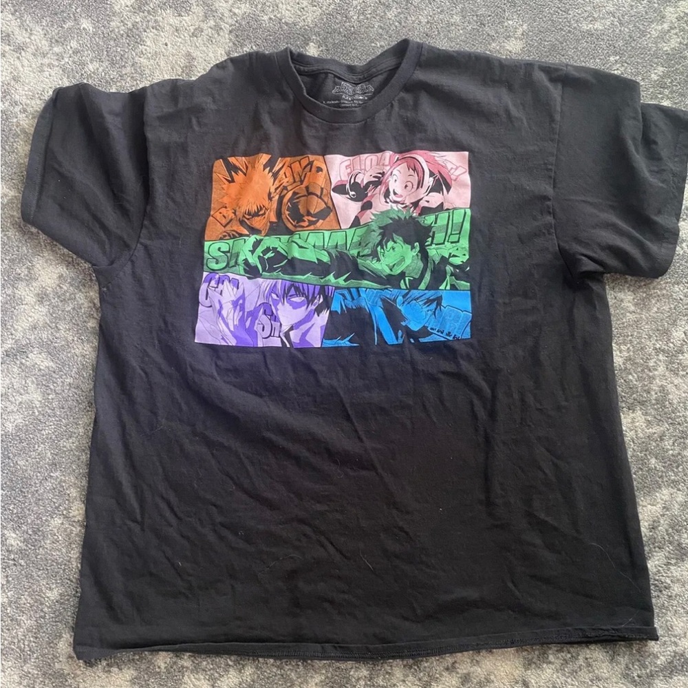 My Hero Academia Funimation Mens Graphic T-Shirt Black Crew Neck 100% Cotton XL